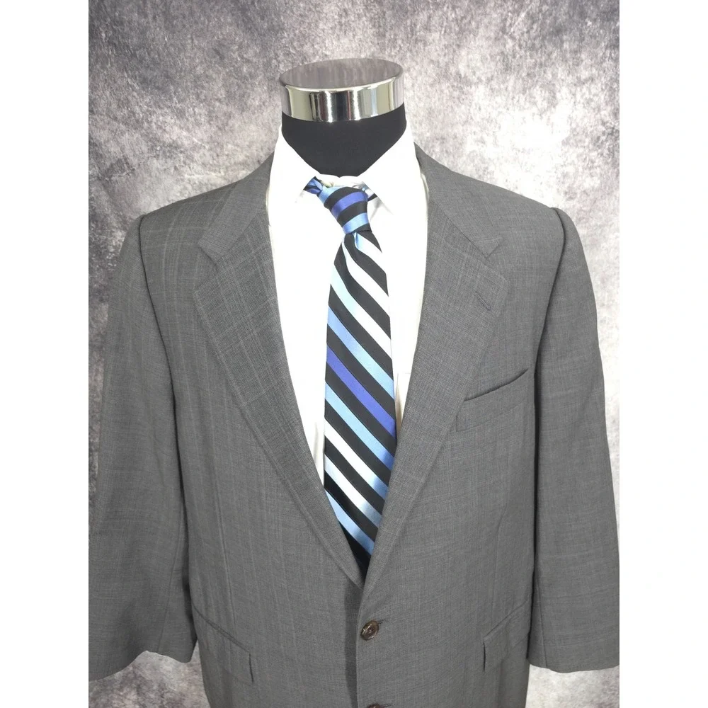 Hickey Freeman Blazer Mens 44 Gray Sports Coat Jacket 2‎ Buttons Single Vent